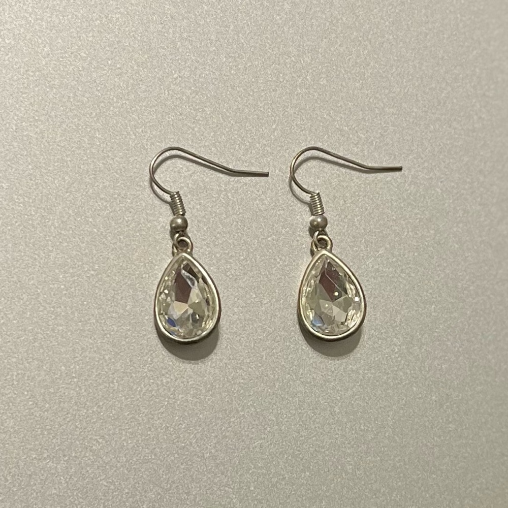 Crystal Pear-Shaped Pendant Earrings